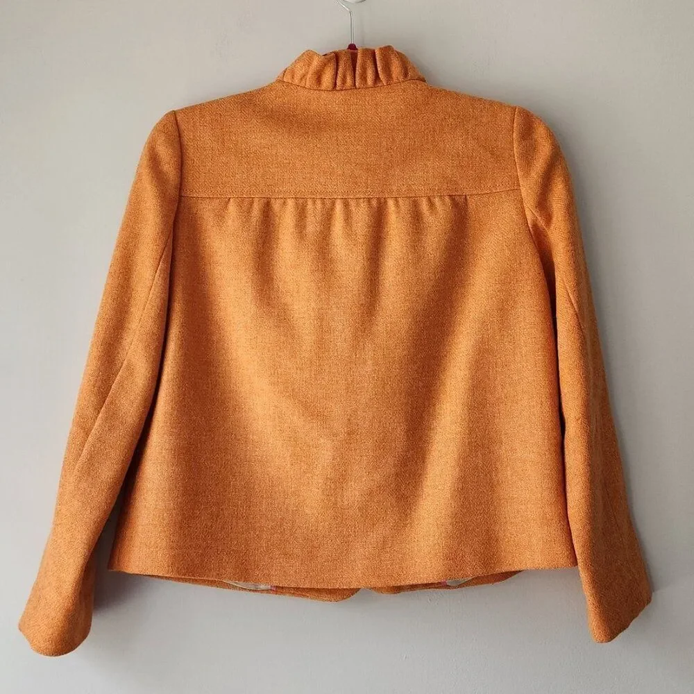 J. Crew Orange Ruffle-Trim Wool Blend Blazer